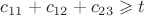 $c_{11}+c_{12}+c_{23} \geqslant t$