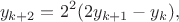 $$y_{k+2} = 2^2(2y_{k+1} - y_k),$$