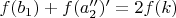 $f(b_1)+f(a_2'')'=2f(k)$