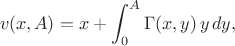 $$
v(x,A)
=
x+\int_0^A\Gamma(x,y)\,y\,dy,
$$