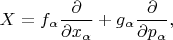 $$X = f_\alpha \frac{\partial}{\partial x_\alpha } +  g_\alpha \frac{\partial}{\partial p_\alpha },$$