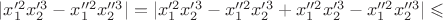 $|x_1'^2x_2'^3-x_1''^2x_2''^3|=|x_1'^2x_2'^3-x_1''^2x_2'^3+x_1''^2x_2'^3-x_1''^2x_2''^3|\leqslant$