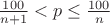 $\frac{100}{n+1}<p\le\frac{100}n$