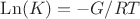 $\operatorname{Ln} (K)=-G/RT$