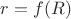 $r=f(R)$