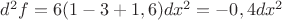 $d^2f=6(1-3+1,6)dx^2=-0,4dx^2$