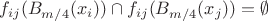 $f_{ij} (B_{m/4}(x_i) )\cap f_{ij} (B_{m/4}(x_j) )=\emptyset$