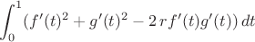 $$
\int_0^1 ( f'(t)^2 + g'(t)^2 - 2 \, r f'(t) g'(t) ) \, dt 
$$