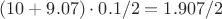 $(10+9.07) \cdot 0.1/2=1.907/2$