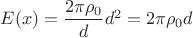 $E(x)=\dfrac{2\pi\rho_0}{d}d^2 = 2\pi\rho_0d$