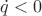 $\dot{q}<0$