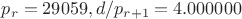 $p_r=29059, d/p_{r+1}=4.000000$