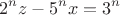 $$2^nz-5^nx=3^n$$