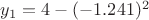 $y_{1}=4-(-1.241)^{2}$
