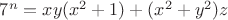 $7^n=xy(x^2+1)+(x^2+y^2)z$