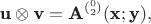 $$\textbf u\otimes \textbf v=\textbf A^{(_2^0)}(\textbf x;\textbf y),$$ $$\textbf u\otimes \textbf v=\textbf A^{(_2^0)}(\textbf x;\textbf y),$$