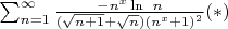 $\sum_{n=1}^{\infty}\frac{-n^x\ln\ n}{(\sqrt{n+1}+\sqrt{n})(n^x+1)^2}  (*) $