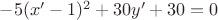 $-5(x'-1)^2+30y'+30=0$