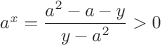 $a^x=\dfrac{a^2-a-y}{y-a^2}>0$