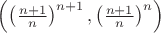 $\left(\left(\frac{n+1}{n}\right)^{n+1}, \left(\frac{n+1}{n}\right)^{n}\right)$