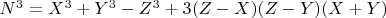 $N^3=X^3+Y^3-Z^3+3(Z-X)(Z-Y)(X+Y)$