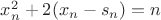$x_n^2+2(x_n-s_n)=n$
