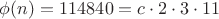 $\phi(n)=114840=c\cdot 2\cdot 3\cdot 11$