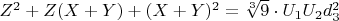 $Z^2 +Z(X+Y) + (X+Y)^2 = \sqrt[3]{9}\cdot U_1U_2d_3^2$