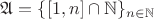$\mathfrak A=\{[1,n]\cap \mathbb N\}_{n\in \mathbb N}$