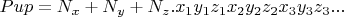 $Pup=N_{x}+N_{y}+N_{z} . x_{1}y_{1}z_{1}x_{2}y_{2}z_{2}x_{3}y_{3}z_{3}...$