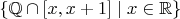 $\{\mathbb Q\cap [x,x+1]\mid x\in \mathbb R\}$