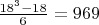$\frac{18^3-18}6=969$