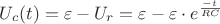 $U_c(t) = \varepsilon - U_r = \varepsilon - \varepsilon\cdot e^{\frac{-t}{RC}}$