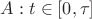 $A: t \in [0, \tau]$
