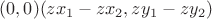 $(0,0)(zx_1 - zx_2,zy_1 - zy_2)$