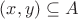 $(x,y) \subseteq A$
