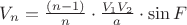 $V_n=\frac{(n-1)}{n} \cdot \frac{V_1V_2}{a} \cdot \sin F$