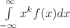 $\[\int\limits_{ - \infty }^\infty  {{x^k}f(x)dx} \]$