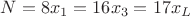 $N=8x_1=16x_3=17x_L$
