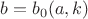 $b=b_0(a,k)$