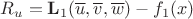 $ R_u =  \mathbf L _1 (\overline u,\overline v,\overline w) - f_1(x) $