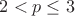 $2<p \leq 3$