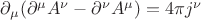 $\partial_\mu(\partial^\mu A^\nu-\partial^\nu A^\mu)=4\pi j^\nu$