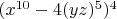 $(x^{10}-4 (y z)^5)^4$