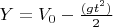 $Y=V_0\cdotyt-\frac{(gt^2)}{2$}