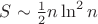 $S \sim \frac{1}{2}n \ln ^2 n$