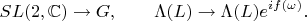 $$
SL(2,\mathbb{C})\to G,\qquad\Lambda(L)\to\Lambda(L)e^{if(\omega)}.
$$