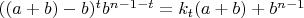 $((a+b)-b)^tb^{n-1-t}=k_t(a+b)+b^{n-1}$