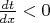 $\frac{dt}{dx}<0$