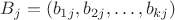 $B_j=(b_{1j}, b_{2j},&hellip;,b_{kj})$